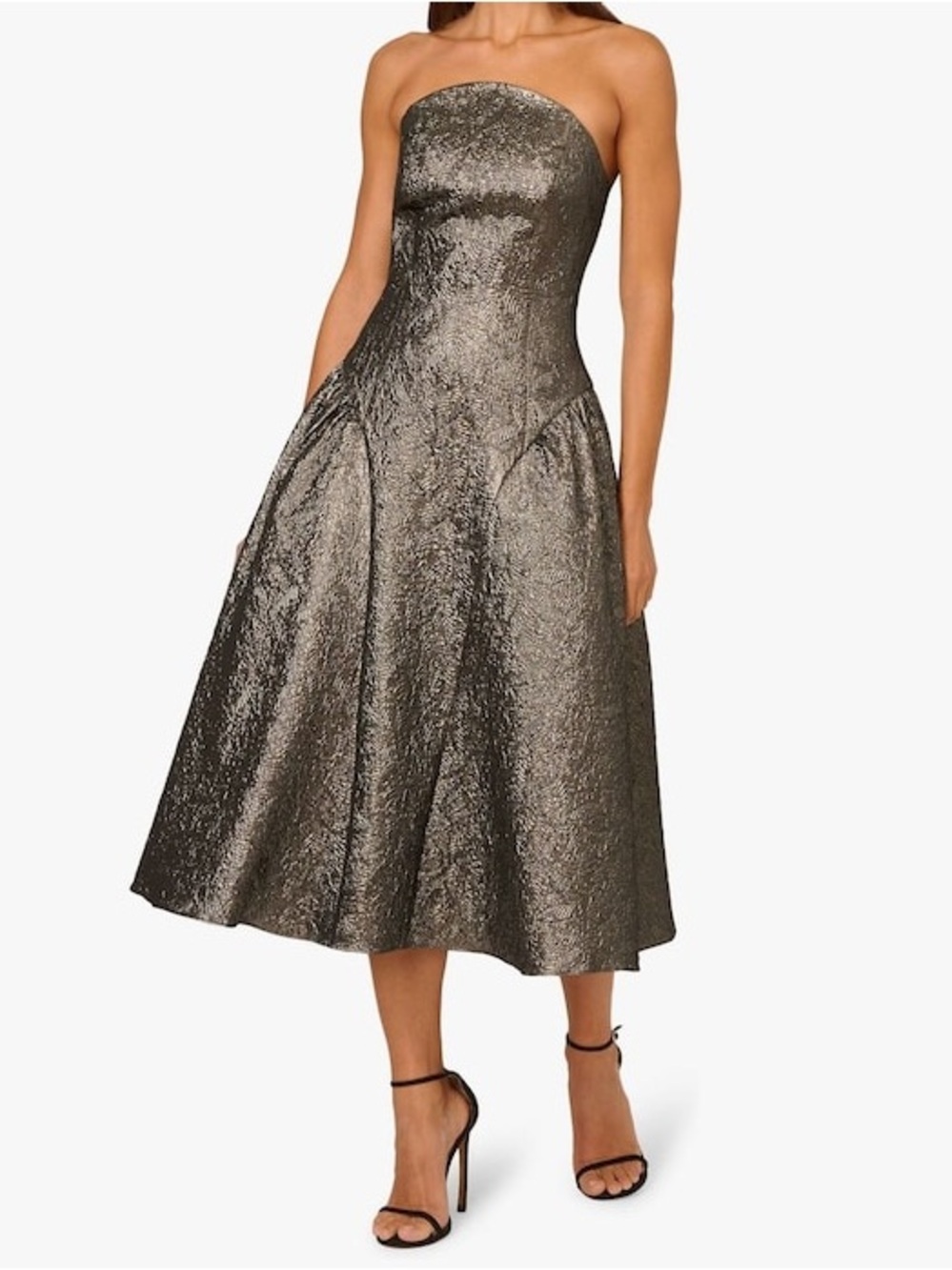NWT Adrianna By Adrianna Papell Metallic Strapless Metallic Ankle Dress Size 8